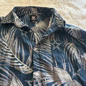 Cowboys NFL Team Apparel Blue Tropical Hawaiian button down Shirt XL